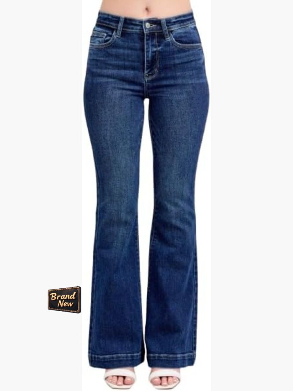 High-Waisted Trouser Flare Jeans – Stretchy Denim